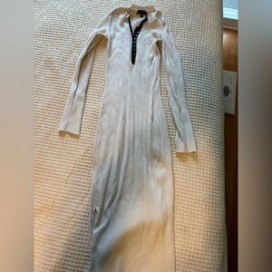 RIBBED NEUTRAL MID/BALLERINA LENGTH DRESS